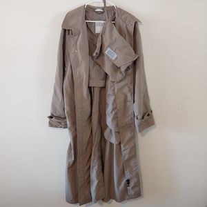 Men's Kenneth Barnard Tan Nylon Trench/Rain Coat with Storage Tote - One Size